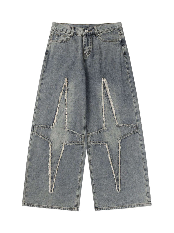 High Street Star Washed Jeans Streetwear