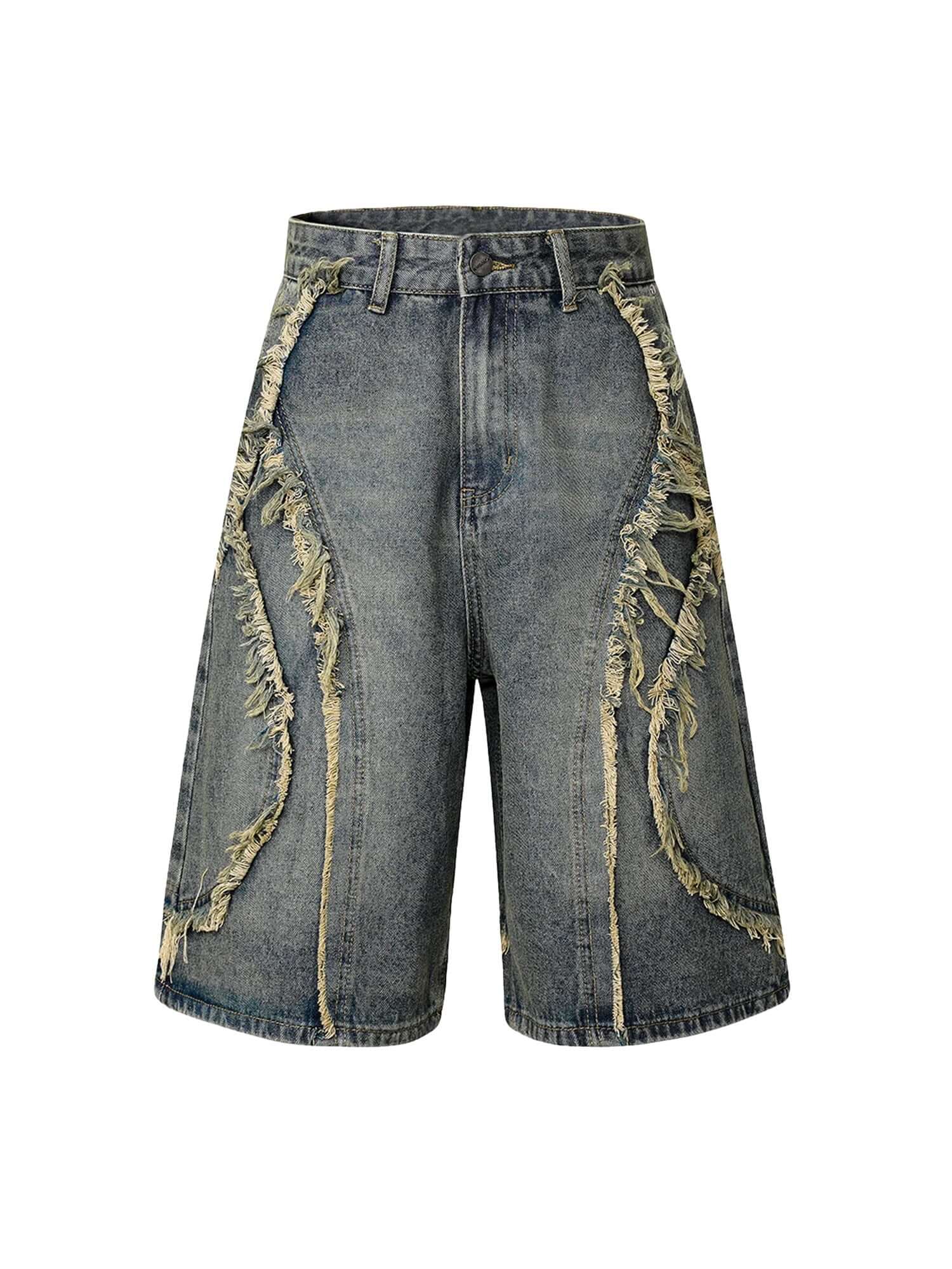 Upgrade your street style with the High Street Washed Distressed Denim Shorts. Crafted from durable denim, these shorts feature a trendy washed finish with distressed accents and bold embroidery for a unique, fashion-forward look. The multiple pockets add