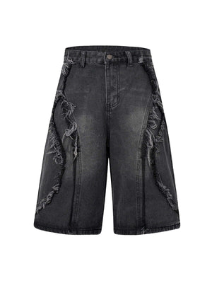 Upgrade your street style with the High Street Washed Distressed Denim Shorts. Crafted from durable denim, these shorts feature a trendy washed finish with distressed accents and bold embroidery for a unique, fashion-forward look. The multiple pockets add
