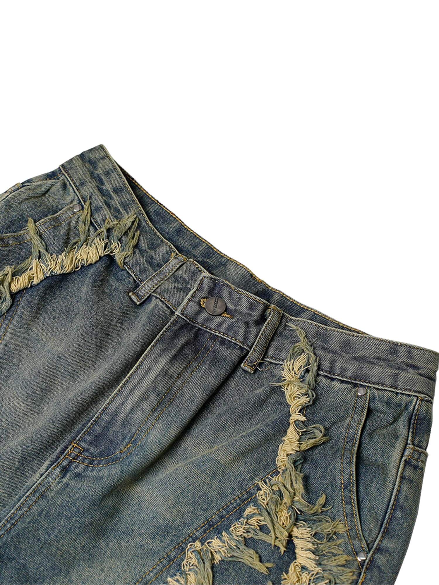 Upgrade your street style with the High Street Washed Distressed Denim Shorts. Crafted from durable denim, these shorts feature a trendy washed finish with distressed accents and bold embroidery for a unique, fashion-forward look. The multiple pockets add