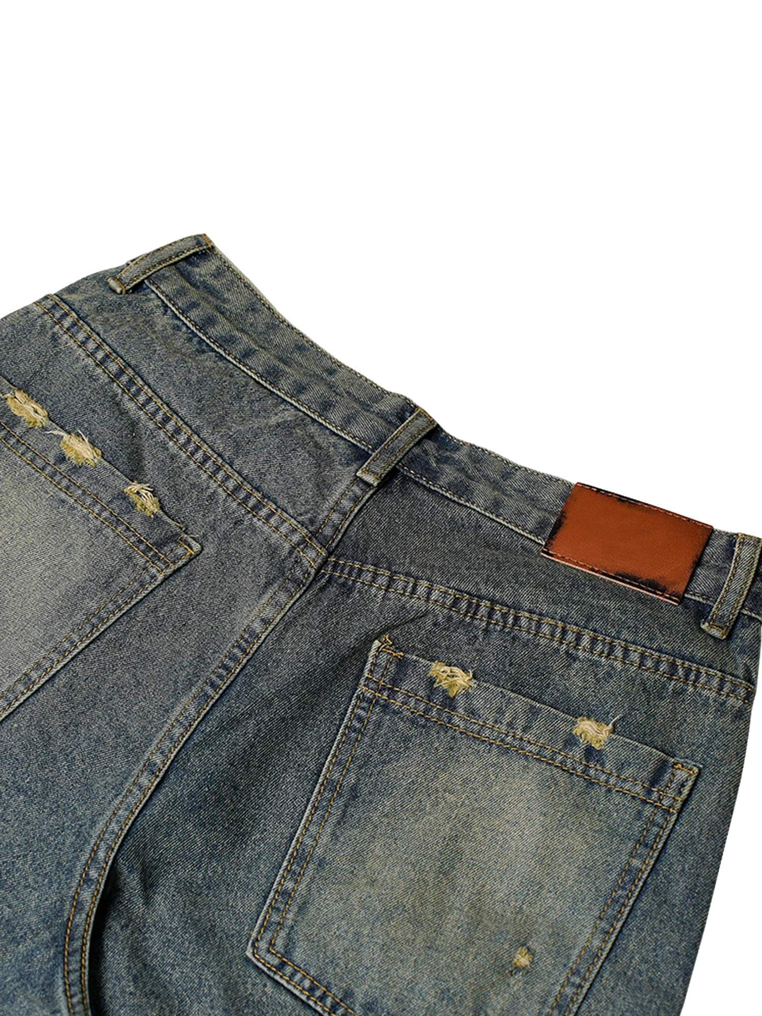 Upgrade your street style with the High Street Washed Distressed Denim Shorts. Crafted from durable denim, these shorts feature a trendy washed finish with distressed accents and bold embroidery for a unique, fashion-forward look. The multiple pockets add