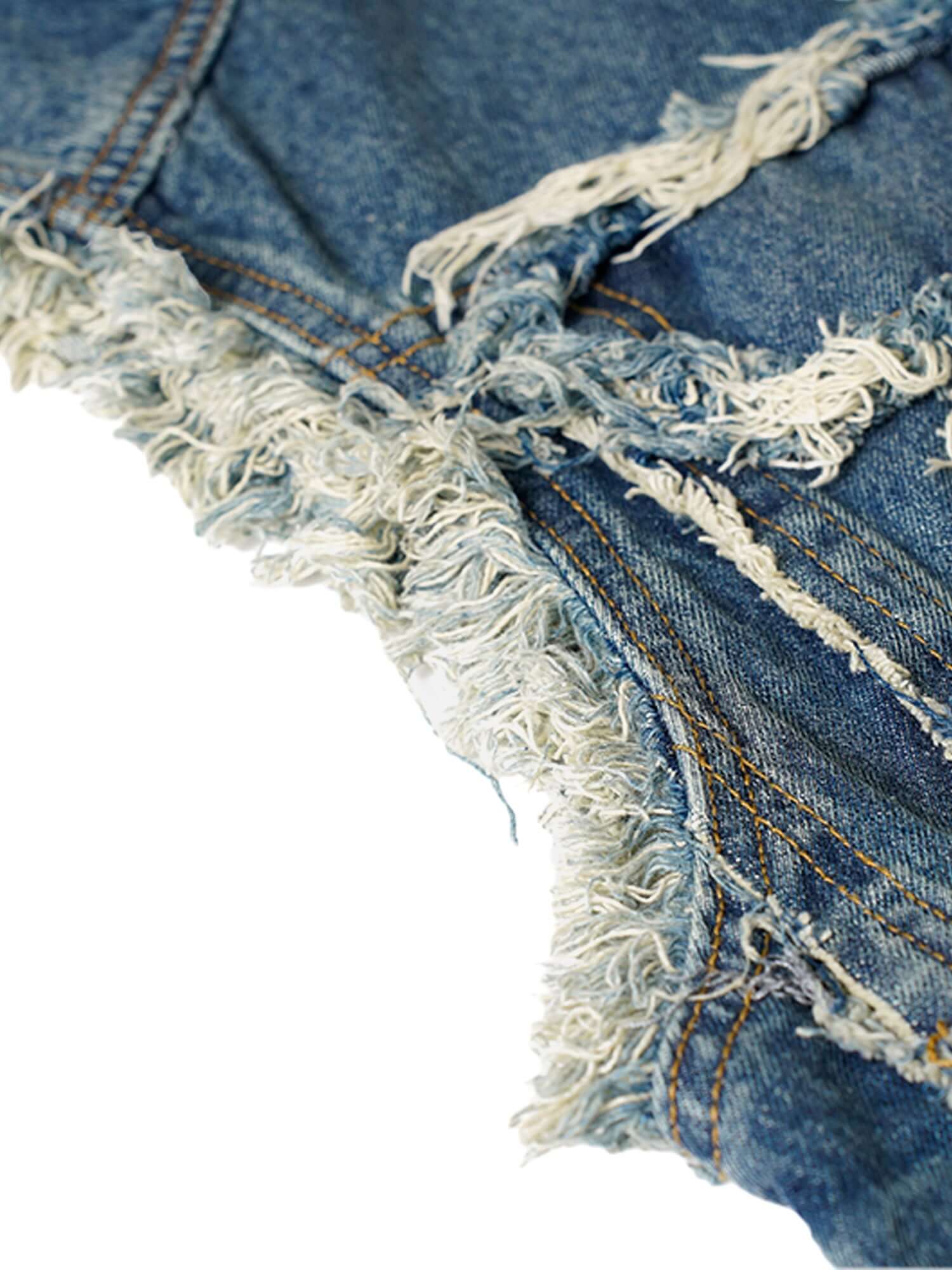Add a rugged edge to your wardrobe with the High Street Washed Raw Edge Denim Vest. Made from durable denim, this sleeveless vest features frayed hems, distressed detailing, and classic chest pockets for a worn-in, vintage-inspired look. The button closur