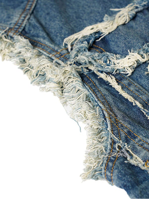 Add a rugged edge to your wardrobe with the High Street Washed Raw Edge Denim Vest. Made from durable denim, this sleeveless vest features frayed hems, distressed detailing, and classic chest pockets for a worn-in, vintage-inspired look. The button closur
