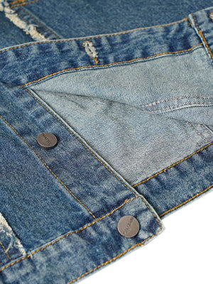 Add a rugged edge to your wardrobe with the High Street Washed Raw Edge Denim Vest. Made from durable denim, this sleeveless vest features frayed hems, distressed detailing, and classic chest pockets for a worn-in, vintage-inspired look. The button closur