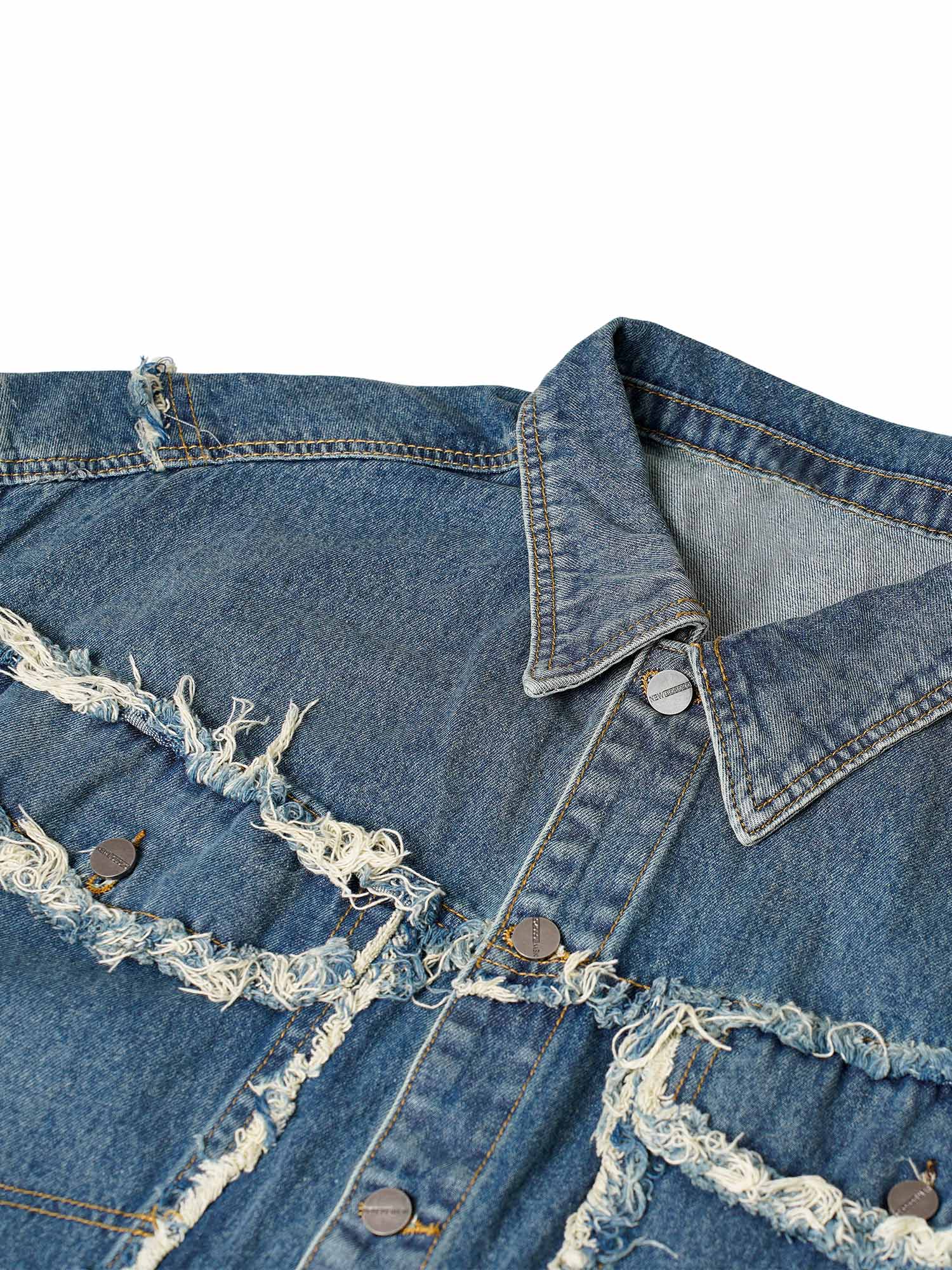 Add a rugged edge to your wardrobe with the High Street Washed Raw Edge Denim Vest. Made from durable denim, this sleeveless vest features frayed hems, distressed detailing, and classic chest pockets for a worn-in, vintage-inspired look. The button closur