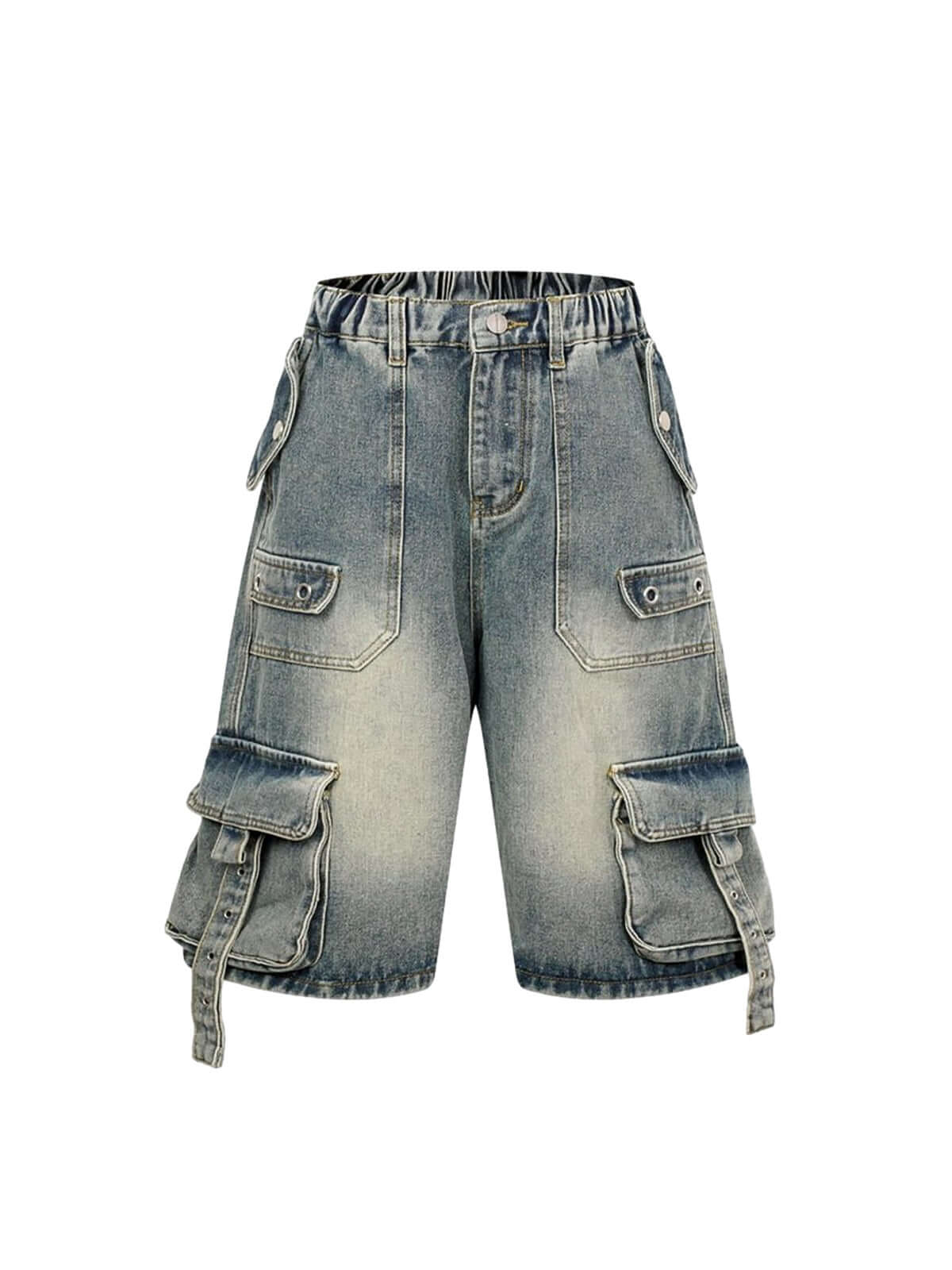 Get functionality and style in one with the High-Waisted Multi-Pocket Denim Cargo Shorts — a must-have for urban explorers and casual trendsetters. Crafted from premium denim fabric, these shorts feature a relaxed fit, a comfortable elastic waistband, mul