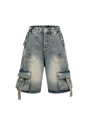 Get functionality and style in one with the High-Waisted Multi-Pocket Denim Cargo Shorts — a must-have for urban explorers and casual trendsetters. Crafted from premium denim fabric, these shorts feature a relaxed fit, a comfortable elastic waistband, mul