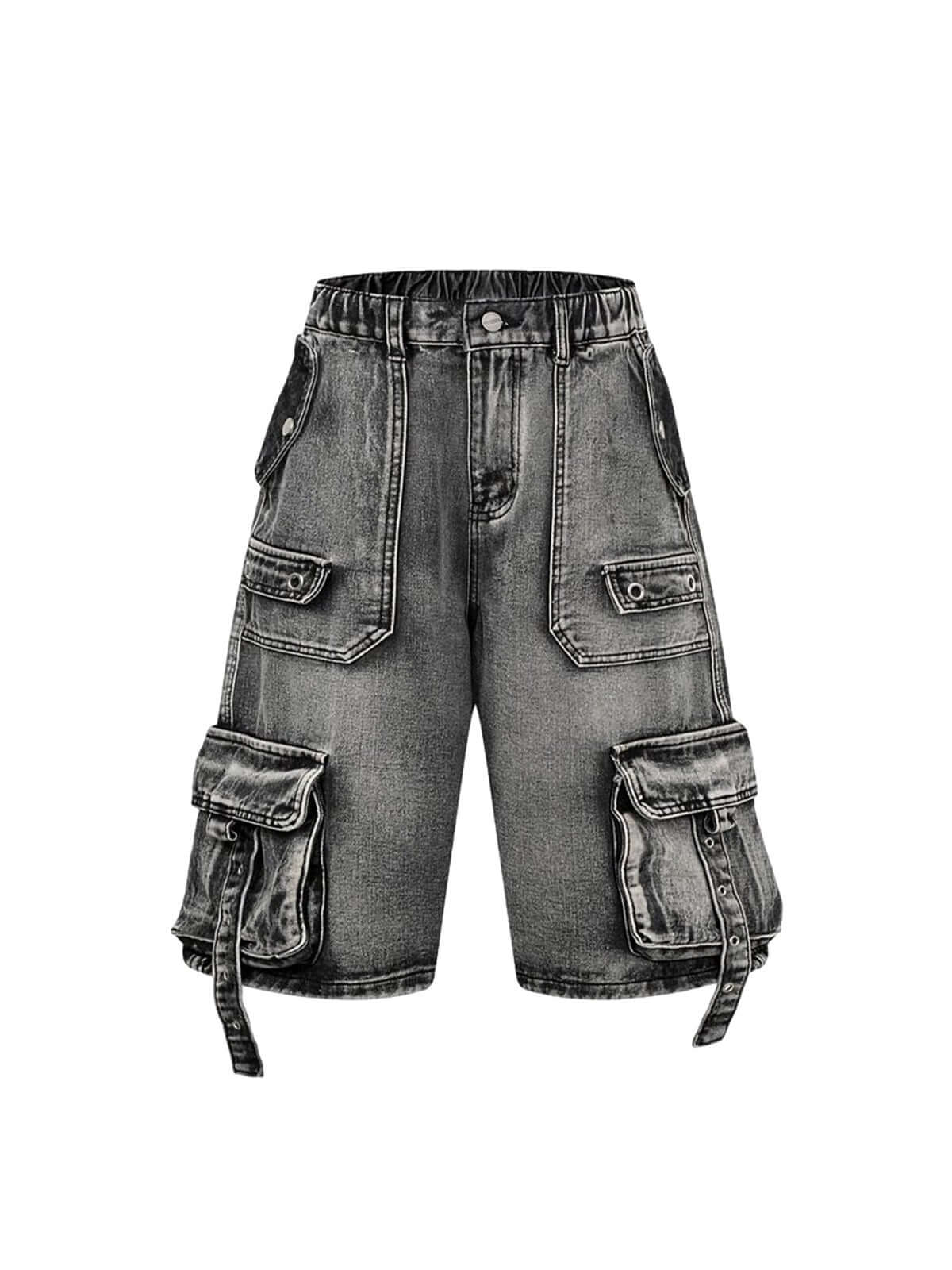 Get functionality and style in one with the High-Waisted Multi-Pocket Denim Cargo Shorts — a must-have for urban explorers and casual trendsetters. Crafted from premium denim fabric, these shorts feature a relaxed fit, a comfortable elastic waistband, mul