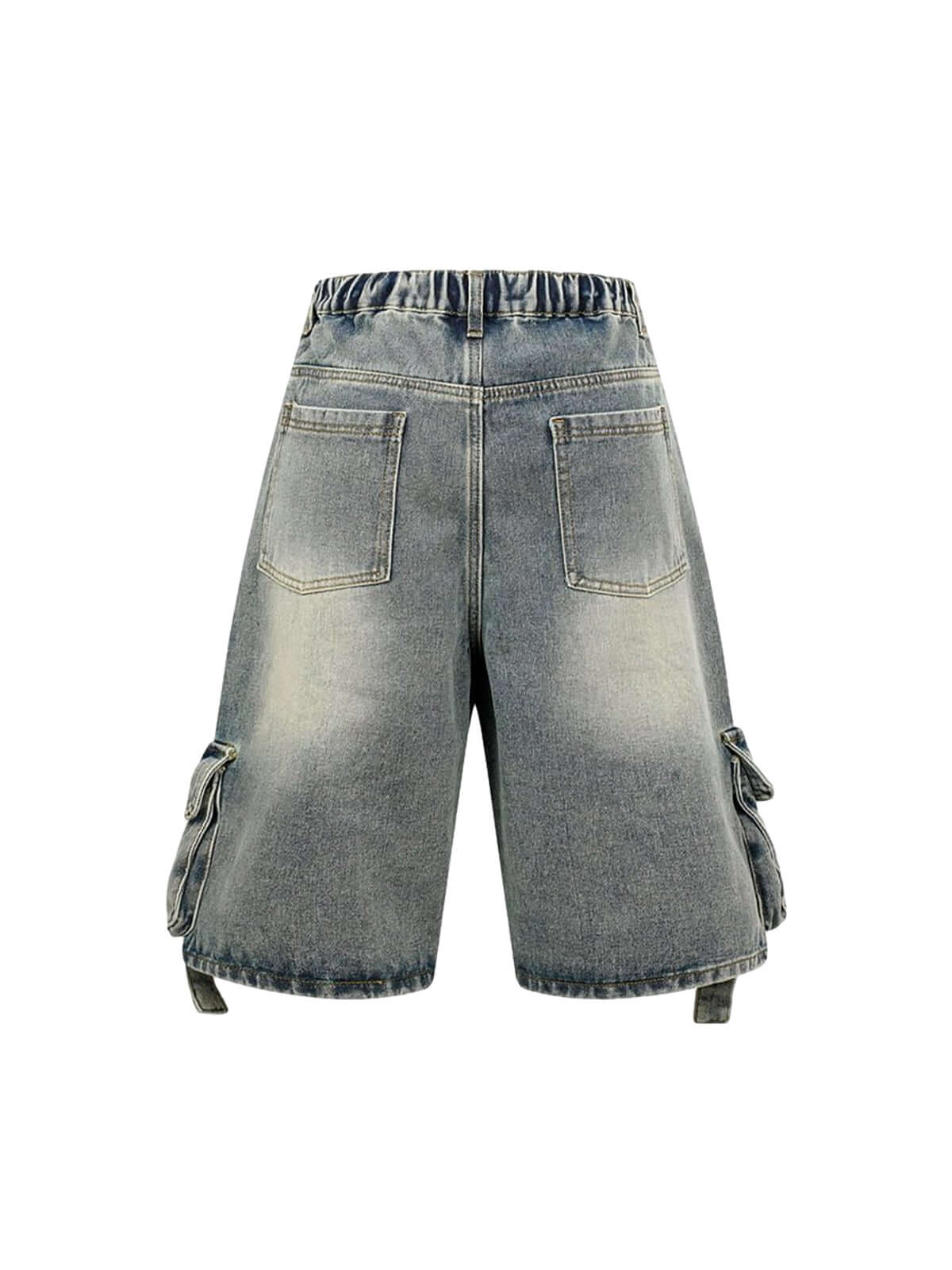 High Waisted Multi Pocket Denim Cargo Shorts Street Style
