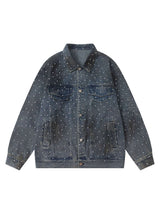 Bring vintage attitude to your wardrobe with the Hip-hop Beaded Washed Denim Jacket — a standout fusion of rugged style and everyday comfort. Crafted from durable denim, this jacket features a unique distressed wash, button closure, chest pockets, and a c