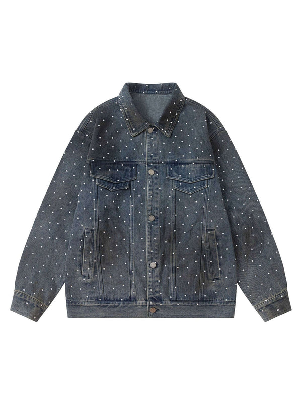 Bring vintage attitude to your wardrobe with the Hip-hop Beaded Washed Denim Jacket — a standout fusion of rugged style and everyday comfort. Crafted from durable denim, this jacket features a unique distressed wash, button closure, chest pockets, and a c