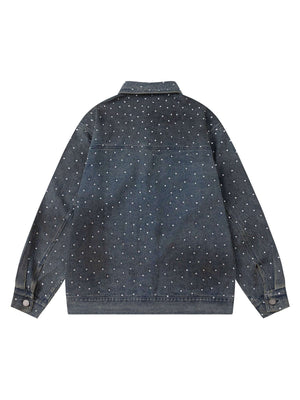 Bring vintage attitude to your wardrobe with the Hip-hop Beaded Washed Denim Jacket — a standout fusion of rugged style and everyday comfort. Crafted from durable denim, this jacket features a unique distressed wash, button closure, chest pockets, and a c