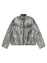 Bring bold urban vibes to your wardrobe with the Hip-hop Distressed Washed Printed Denim Jacket — a perfect fusion of rugged style and everyday comfort. Made from durable denim, this jacket features a trendy camouflage print, distressed detailing, ribbed