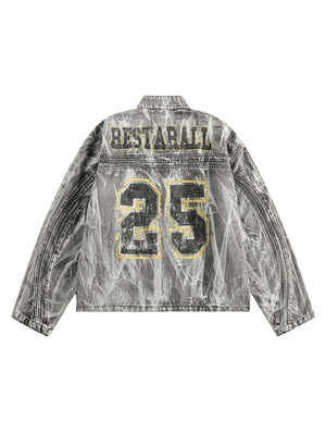 Bring bold urban vibes to your wardrobe with the Hip-hop Distressed Washed Printed Denim Jacket — a perfect fusion of rugged style and everyday comfort. Made from durable denim, this jacket features a trendy camouflage print, distressed detailing, ribbed
