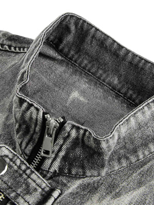 Bring bold urban vibes to your wardrobe with the Hip-hop Distressed Washed Printed Denim Jacket — a perfect fusion of rugged style and everyday comfort. Made from durable denim, this jacket features a trendy camouflage print, distressed detailing, ribbed