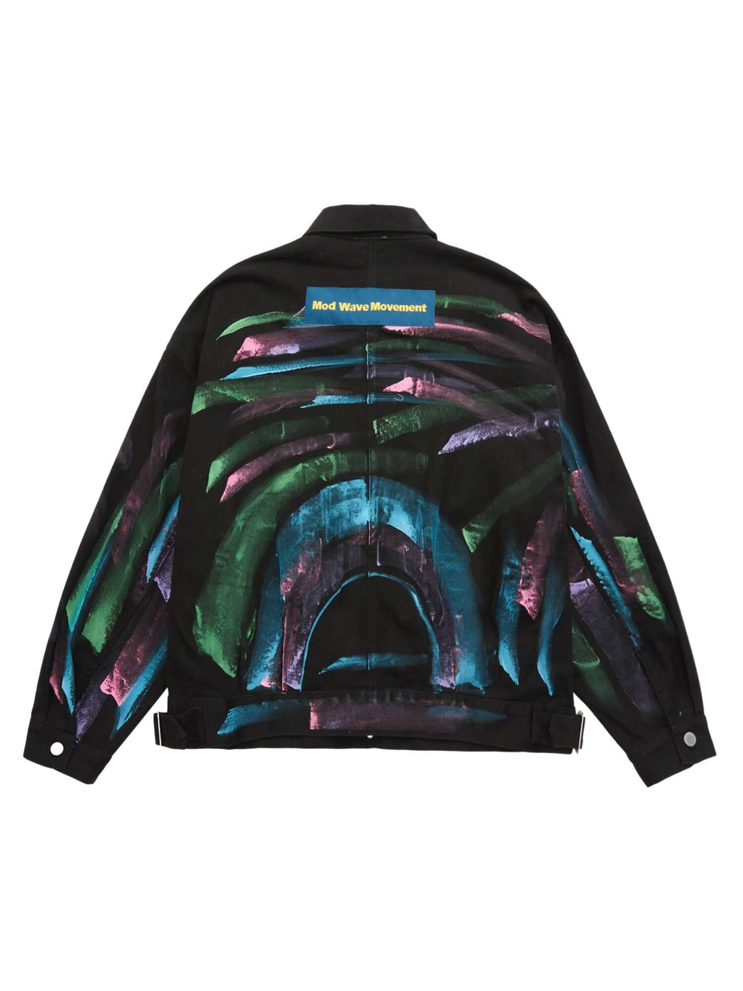 Express your individuality with the Hip Hop Hand Painted Graffiti Denim Jacket. Made from high-quality polyester with a smooth satin finish, this bold jacket features an all-over abstract graffiti print in vibrant neon colors that instantly grabs attentio