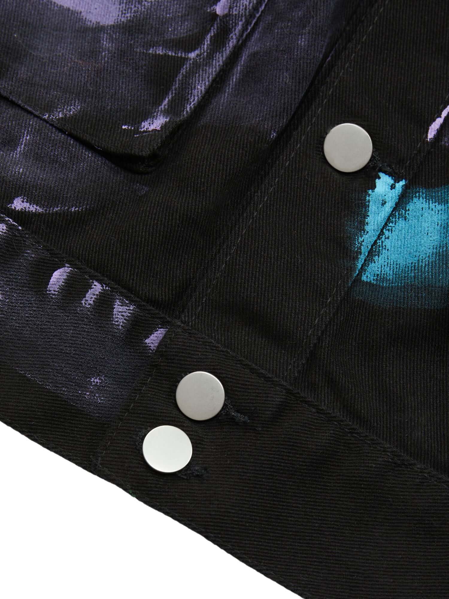 Express your individuality with the Hip Hop Hand Painted Graffiti Denim Jacket. Made from high-quality polyester with a smooth satin finish, this bold jacket features an all-over abstract graffiti print in vibrant neon colors that instantly grabs attentio
