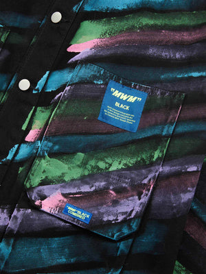 Express your individuality with the Hip Hop Hand Painted Graffiti Denim Jacket. Made from high-quality polyester with a smooth satin finish, this bold jacket features an all-over abstract graffiti print in vibrant neon colors that instantly grabs attentio