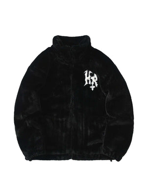 Stay sharp and stylish with the Hip-hop Letter Stand Collar Fur Jacket — a lightweight essential that blends urban attitude with casual comfort. Designed with a clean stand collar, front zipper closure, and an embroidered logo detail, this jacket is perfe