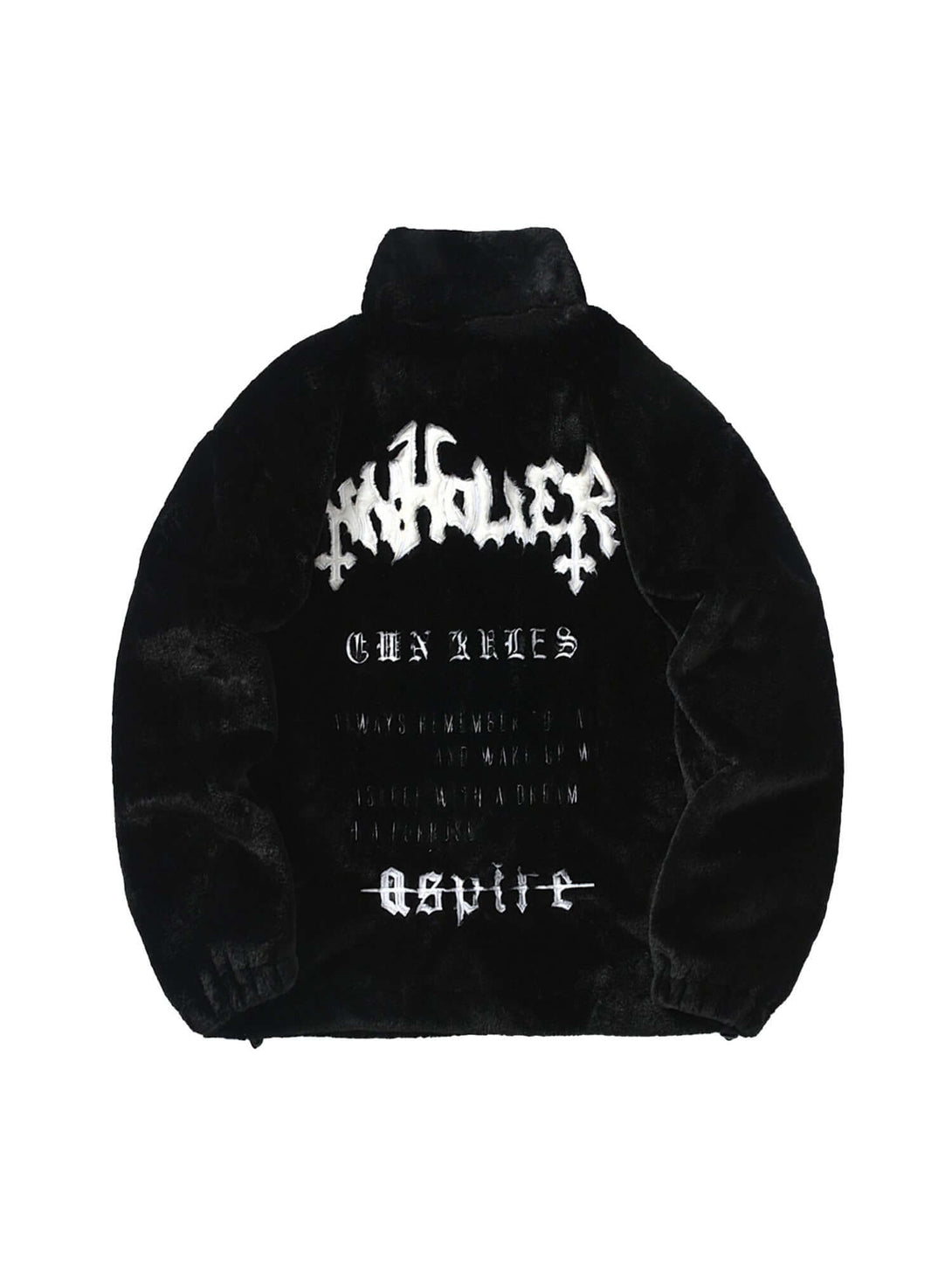 Stay sharp and stylish with the Hip-hop Letter Stand Collar Fur Jacket — a lightweight essential that blends urban attitude with casual comfort. Designed with a clean stand collar, front zipper closure, and an embroidered logo detail, this jacket is perfe