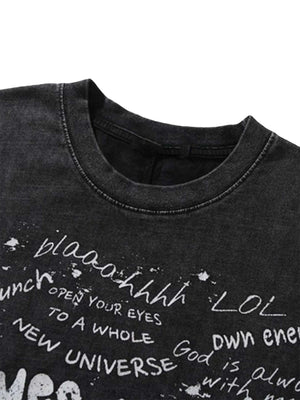 Bring bold street energy to your look with the Hop Vintage Aged Vest. Crafted from a soft and breathable cotton blend, this sleeveless vest features a standout eye graphic and slogan print that command attention. Designed with a classic crew neck and rela