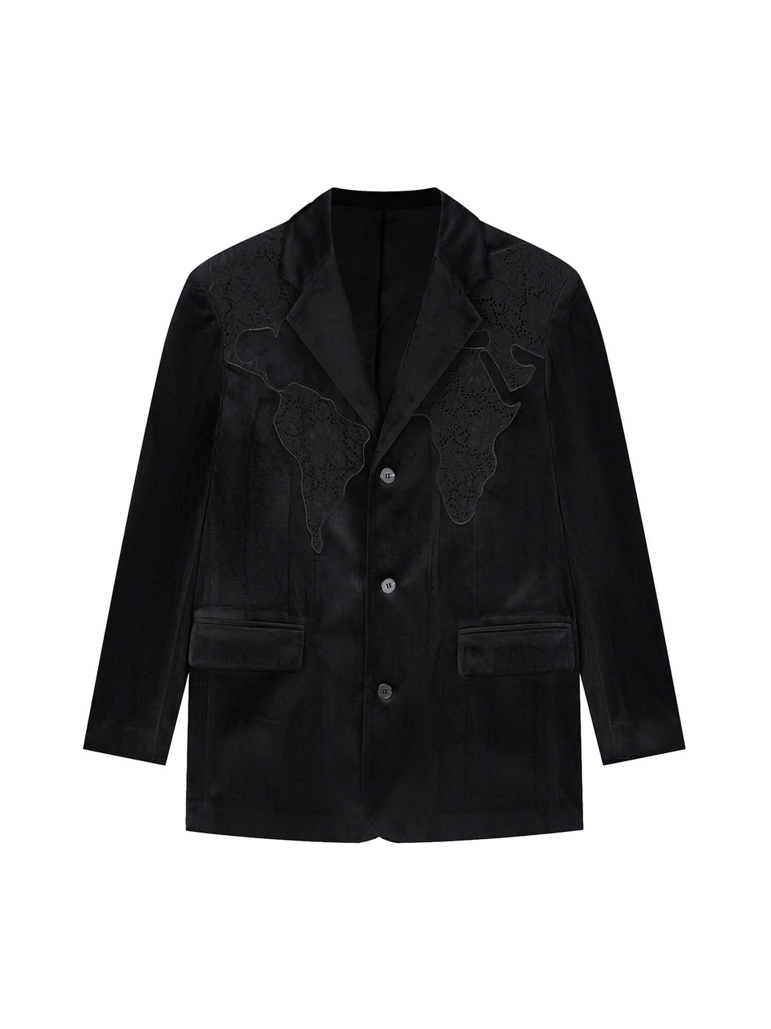 Lace Map Logo Velvet Suit Streetwear