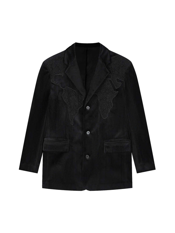 Lace Map Logo Velvet Suit Streetwear