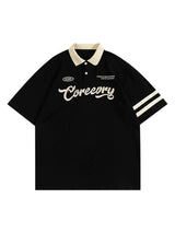 Refresh your casual wardrobe with the Letter Embroidered Polo Shirt. Crafted from a soft and breathable cotton blend, this polo shirt features a stylish embroidered script logo, a contrast collar, and striped sleeve details that add a modern twist to a cl