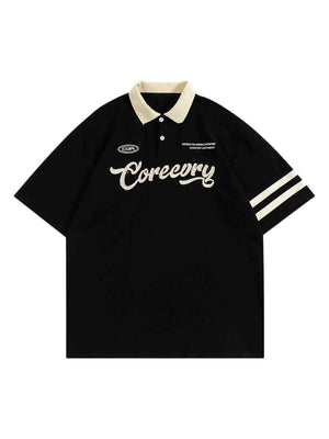 Refresh your casual wardrobe with the Letter Embroidered Polo Shirt. Crafted from a soft and breathable cotton blend, this polo shirt features a stylish embroidered script logo, a contrast collar, and striped sleeve details that add a modern twist to a cl