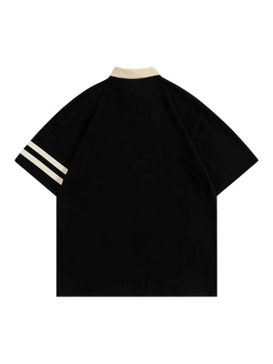 Refresh your casual wardrobe with the Letter Embroidered Polo Shirt. Crafted from a soft and breathable cotton blend, this polo shirt features a stylish embroidered script logo, a contrast collar, and striped sleeve details that add a modern twist to a cl