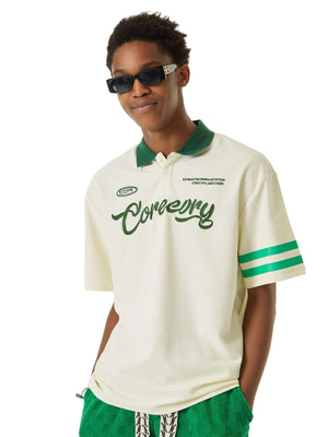 Refresh your casual wardrobe with the Letter Embroidered Polo Shirt. Crafted from a soft and breathable cotton blend, this polo shirt features a stylish embroidered script logo, a contrast collar, and striped sleeve details that add a modern twist to a cl