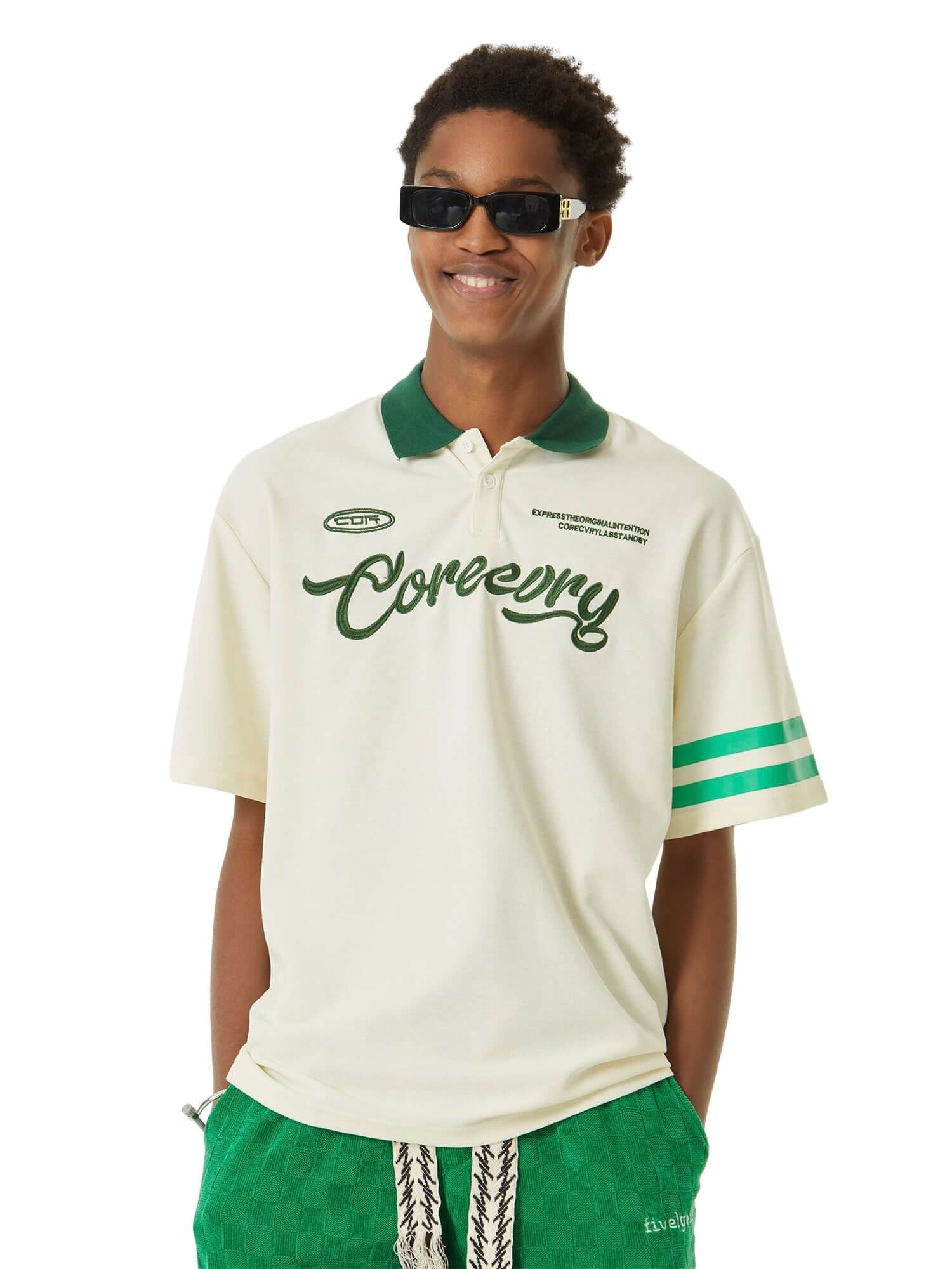 Refresh your casual wardrobe with the Letter Embroidered Polo Shirt. Crafted from a soft and breathable cotton blend, this polo shirt features a stylish embroidered script logo, a contrast collar, and striped sleeve details that add a modern twist to a cl