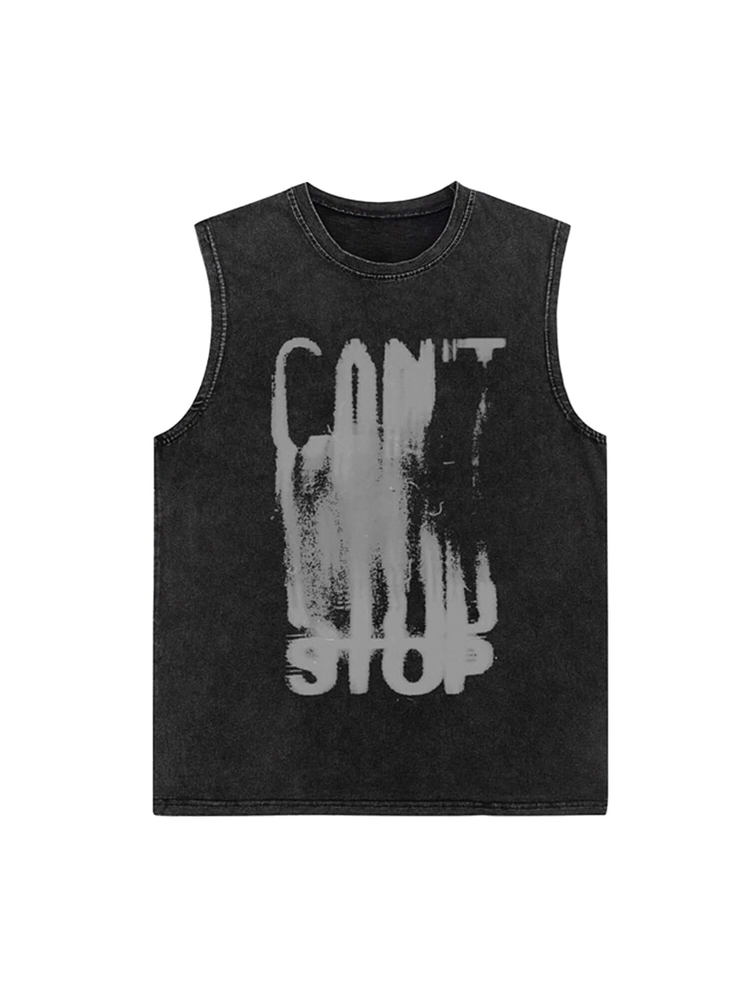 Art Letter Washed Distressed Vest Casual Streetwear Style - 6002 - Xokool ®