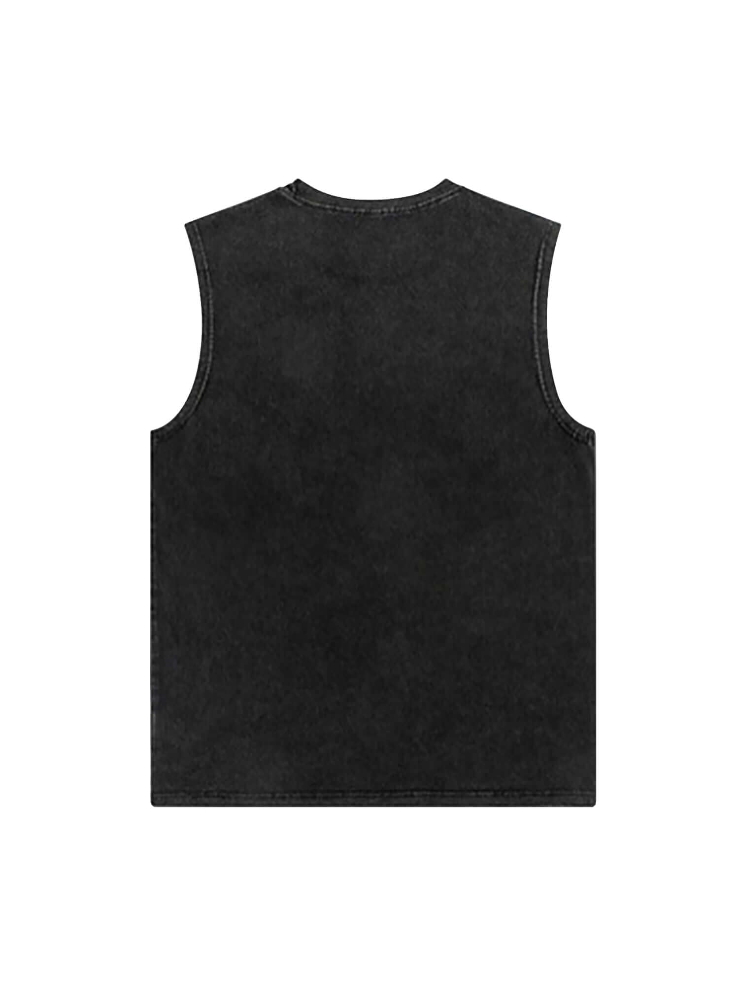 Art Letter Washed Distressed Vest Casual Streetwear Style - 6002 - Xokool ®