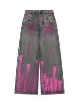 Graffiti Distressed Washed Baggy Jeans Abstract Street Style - 10605