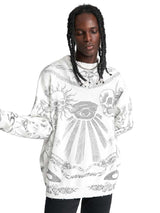 Skull Print Distressed Sweater Zipper Streetwear Style - 4008 - Xokool ®
