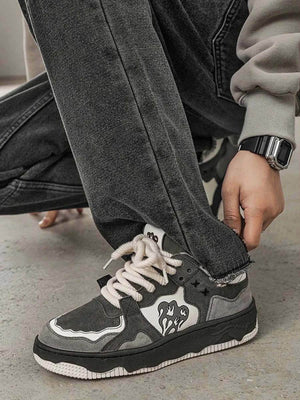 Step into bold streetwear with the Monochrome Shadowwave Heavy Duty Street Sneakers. Built for comfort and edge, these sneakers feature a rugged canvas upper, chunky rubber sole, and a stylish camouflage print that commands attention. Reflective laces add