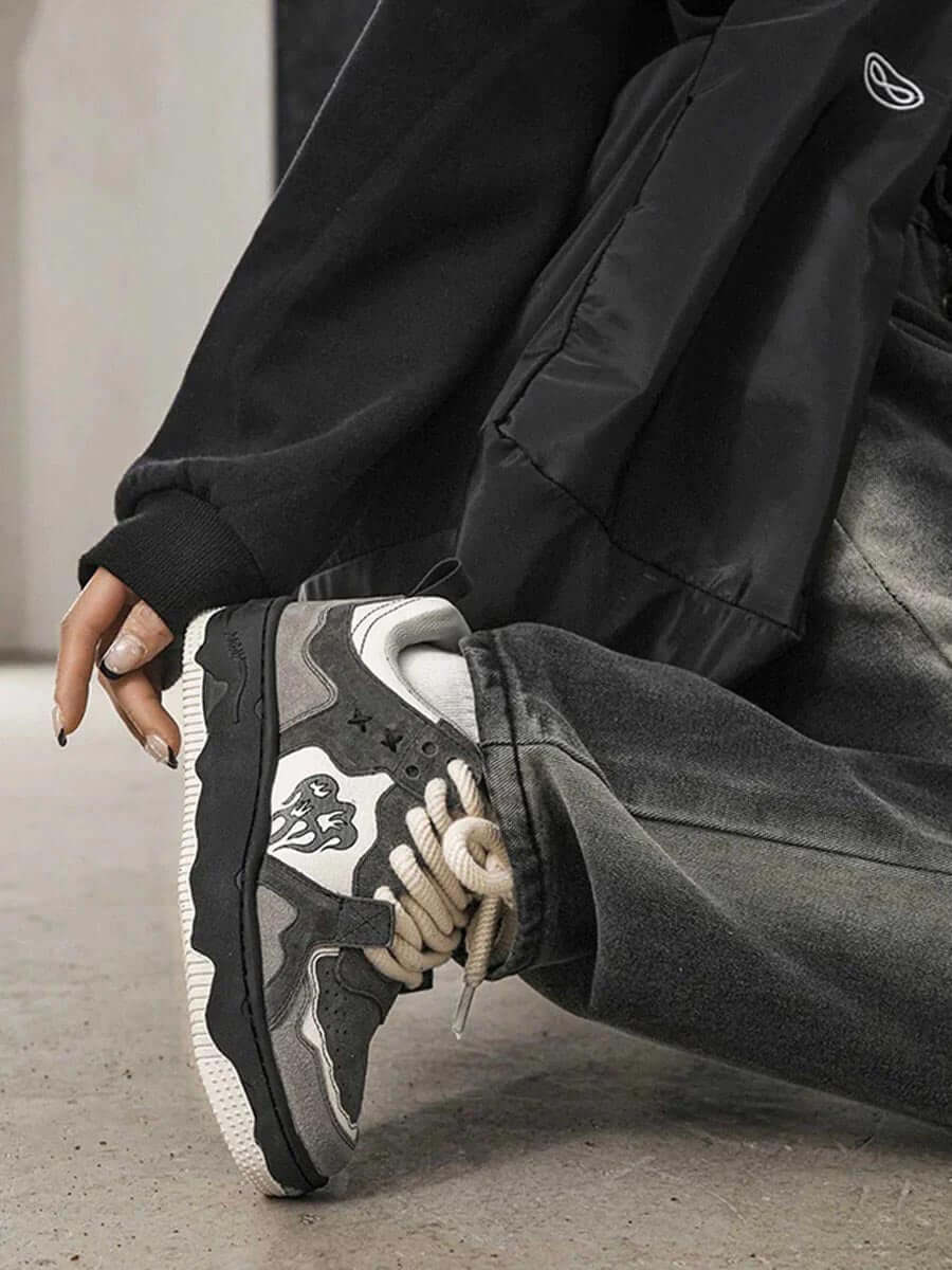 Step into bold streetwear with the Monochrome Shadowwave Heavy Duty Street Sneakers. Built for comfort and edge, these sneakers feature a rugged canvas upper, chunky rubber sole, and a stylish camouflage print that commands attention. Reflective laces add