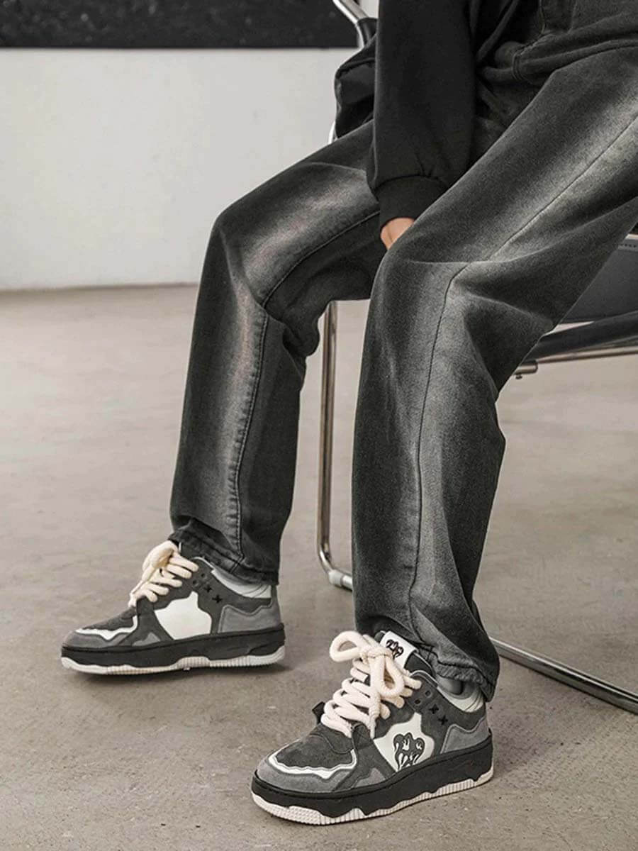Step into bold streetwear with the Monochrome Shadowwave Heavy Duty Street Sneakers. Built for comfort and edge, these sneakers feature a rugged canvas upper, chunky rubber sole, and a stylish camouflage print that commands attention. Reflective laces add