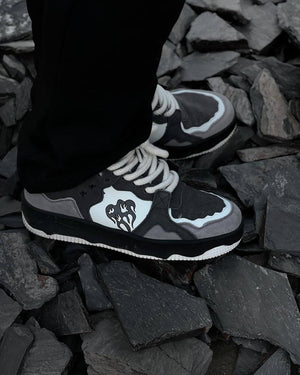 Step into bold streetwear with the Monochrome Shadowwave Heavy Duty Street Sneakers. Built for comfort and edge, these sneakers feature a rugged canvas upper, chunky rubber sole, and a stylish camouflage print that commands attention. Reflective laces add