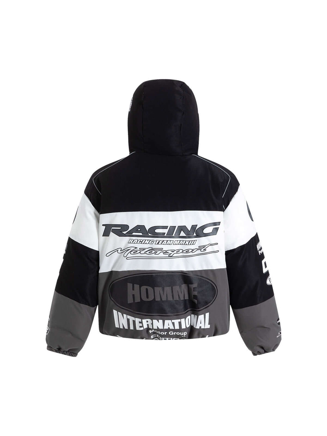 Fuel your winter wardrobe with the Motorcycle Racing Puffer Jacket — a bold outerwear piece inspired by speed and built for warmth. Crafted from durable polyester with cozy fleece lining, this jacket features a dynamic color block pattern, branded patch,