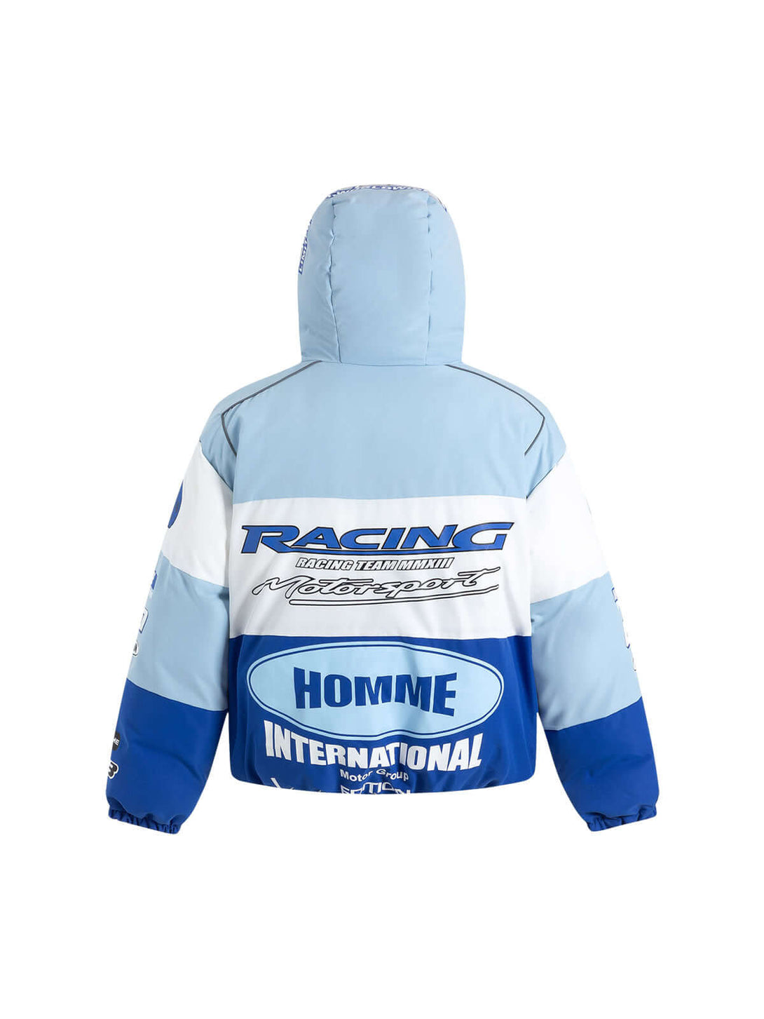 Fuel your winter wardrobe with the Motorcycle Racing Puffer Jacket — a bold outerwear piece inspired by speed and built for warmth. Crafted from durable polyester with cozy fleece lining, this jacket features a dynamic color block pattern, branded patch,