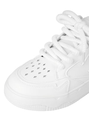 Skate Schuhe mit Blitz – Weiß, Nahaufnahme der Spitze | XoKool