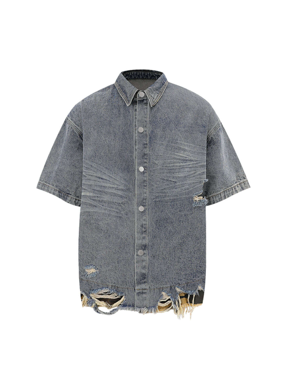 Refresh your summer street style with the Patchwork Camouflage Ripped Shirt Jorts Denim Suit. Made from premium denim with bold camouflage hem detailing, this edgy two-piece set features a distressed, ripped finish that brings an urban, rebellious vibe to