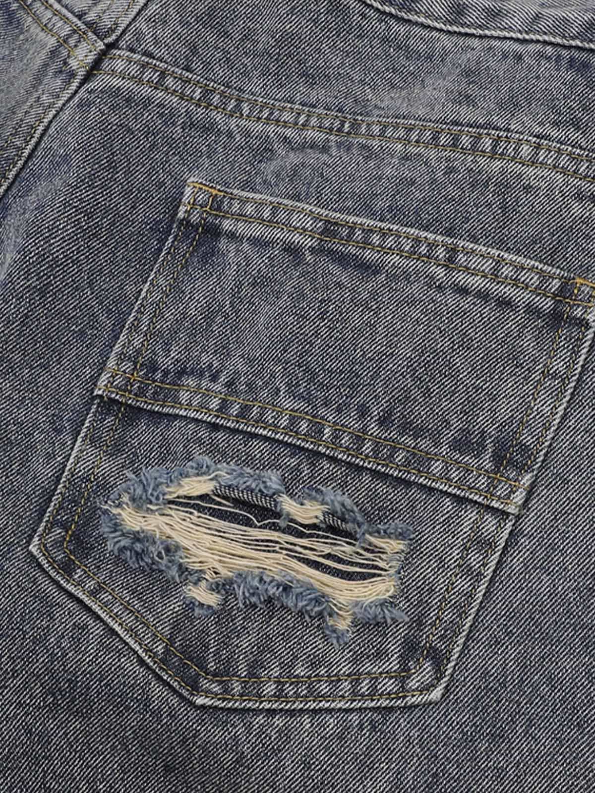 Refresh your summer street style with the Patchwork Camouflage Ripped Shirt Jorts Denim Suit. Made from premium denim with bold camouflage hem detailing, this edgy two-piece set features a distressed, ripped finish that brings an urban, rebellious vibe to