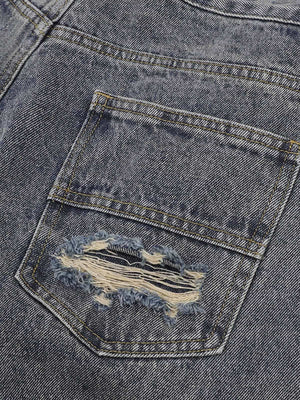 Refresh your summer street style with the Patchwork Camouflage Ripped Shirt Jorts Denim Suit. Made from premium denim with bold camouflage hem detailing, this edgy two-piece set features a distressed, ripped finish that brings an urban, rebellious vibe to