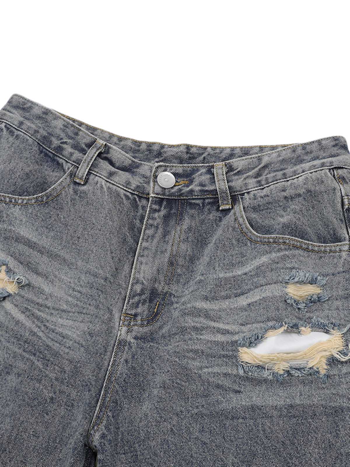 Refresh your summer street style with the Patchwork Camouflage Ripped Shirt Jorts Denim Suit. Made from premium denim with bold camouflage hem detailing, this edgy two-piece set features a distressed, ripped finish that brings an urban, rebellious vibe to
