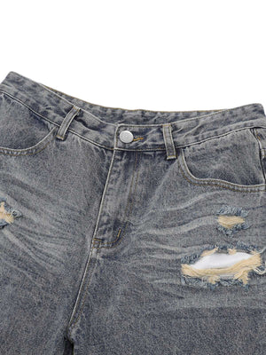 Refresh your summer street style with the Patchwork Camouflage Ripped Shirt Jorts Denim Suit. Made from premium denim with bold camouflage hem detailing, this edgy two-piece set features a distressed, ripped finish that brings an urban, rebellious vibe to