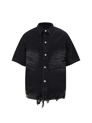 Refresh your summer street style with the Patchwork Camouflage Ripped Shirt Jorts Denim Suit. Made from premium denim with bold camouflage hem detailing, this edgy two-piece set features a distressed, ripped finish that brings an urban, rebellious vibe to