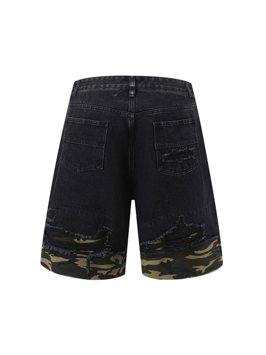 Refresh your summer street style with the Patchwork Camouflage Ripped Shirt Jorts Denim Suit. Made from premium denim with bold camouflage hem detailing, this edgy two-piece set features a distressed, ripped finish that brings an urban, rebellious vibe to